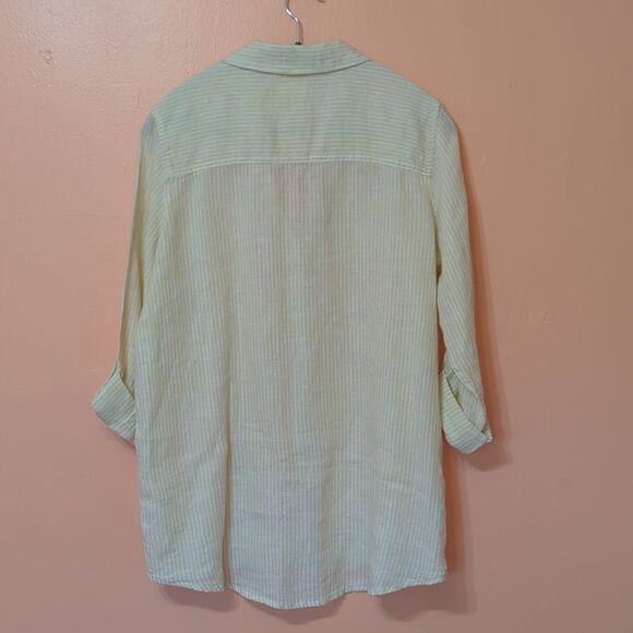 Sigrid Olsen Linen Stripe Button Down Shirt M - Picture 6 of 7